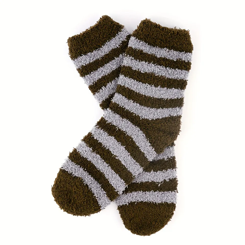 5 Pairs Mens Fuzzy Socks, Warm Winter Fluffy Cozy Fleece Socks For Men Soft Home Sleeping Socks