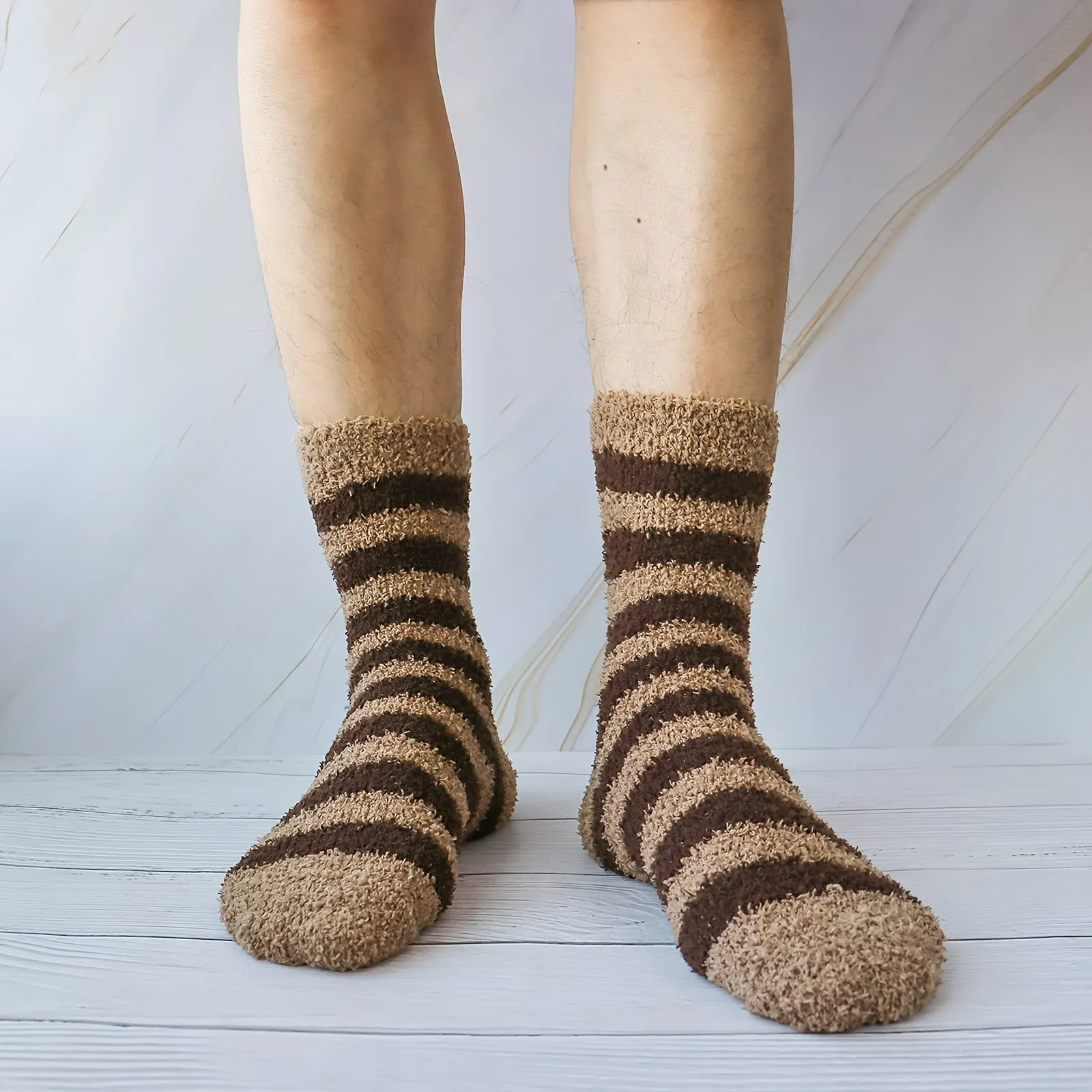 5 Pairs Mens Fuzzy Socks, Warm Winter Fluffy Cozy Fleece Socks For Men Soft Home Sleeping Socks