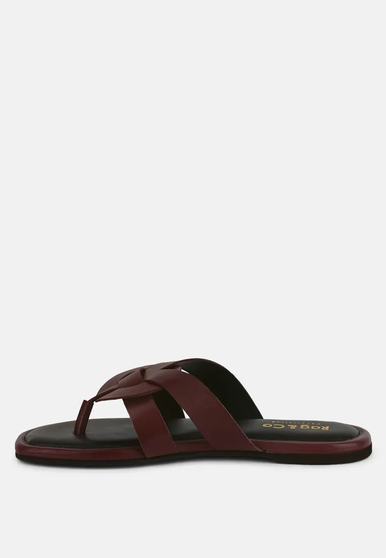 ANGELES Burgundy Flat Slip Ons
