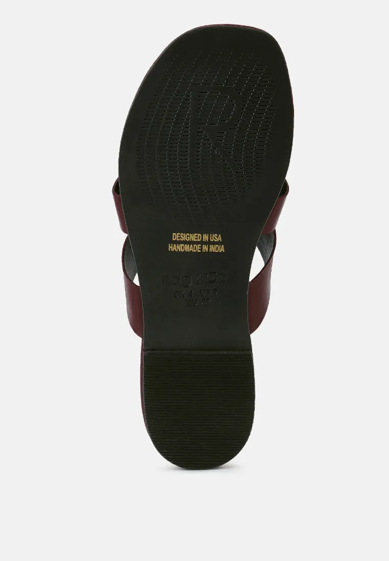 ANGELES Burgundy Flat Slip Ons