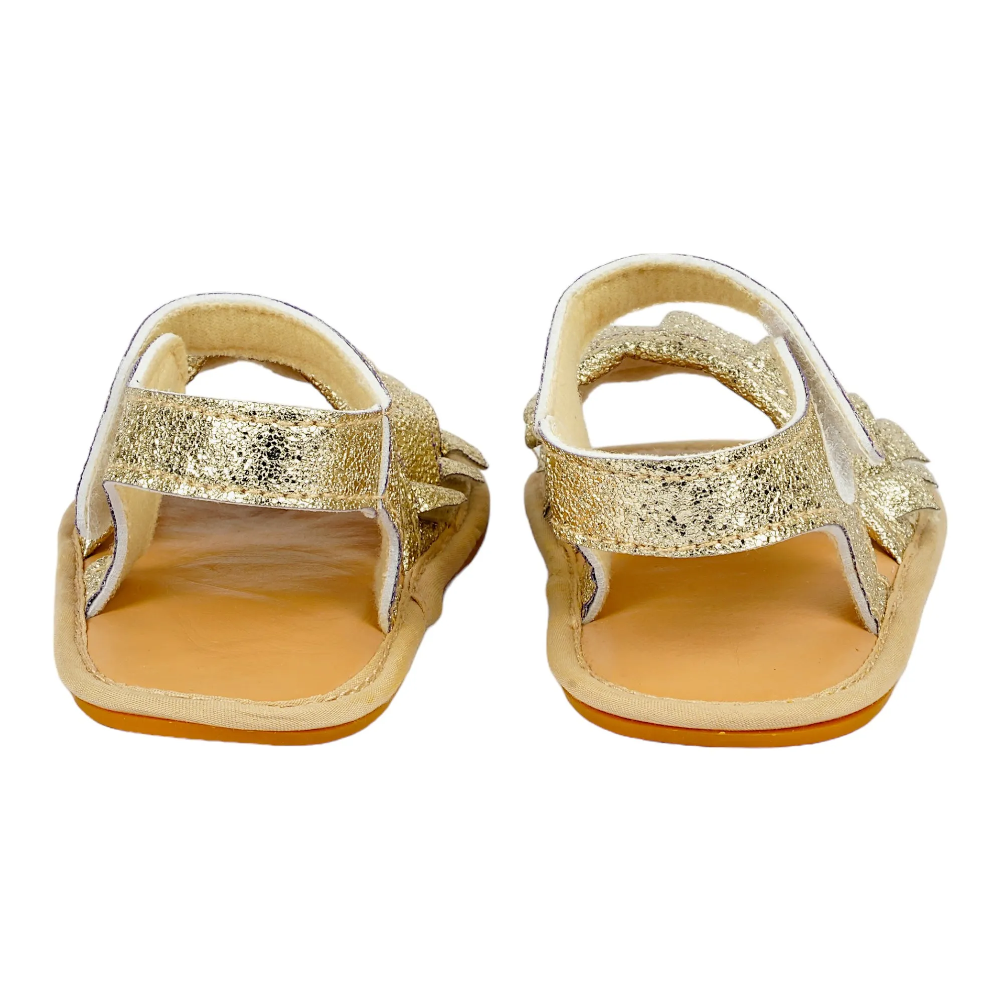 Baby Moo Frilly Glitter Partywear Velcro Straps Anti-Skid Sandals - Gold