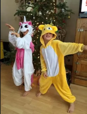 Children's White and Pink Unicorn Kigurumi
