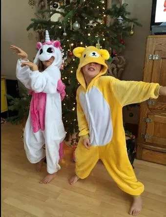 Children's White and Pink Unicorn Kigurumi