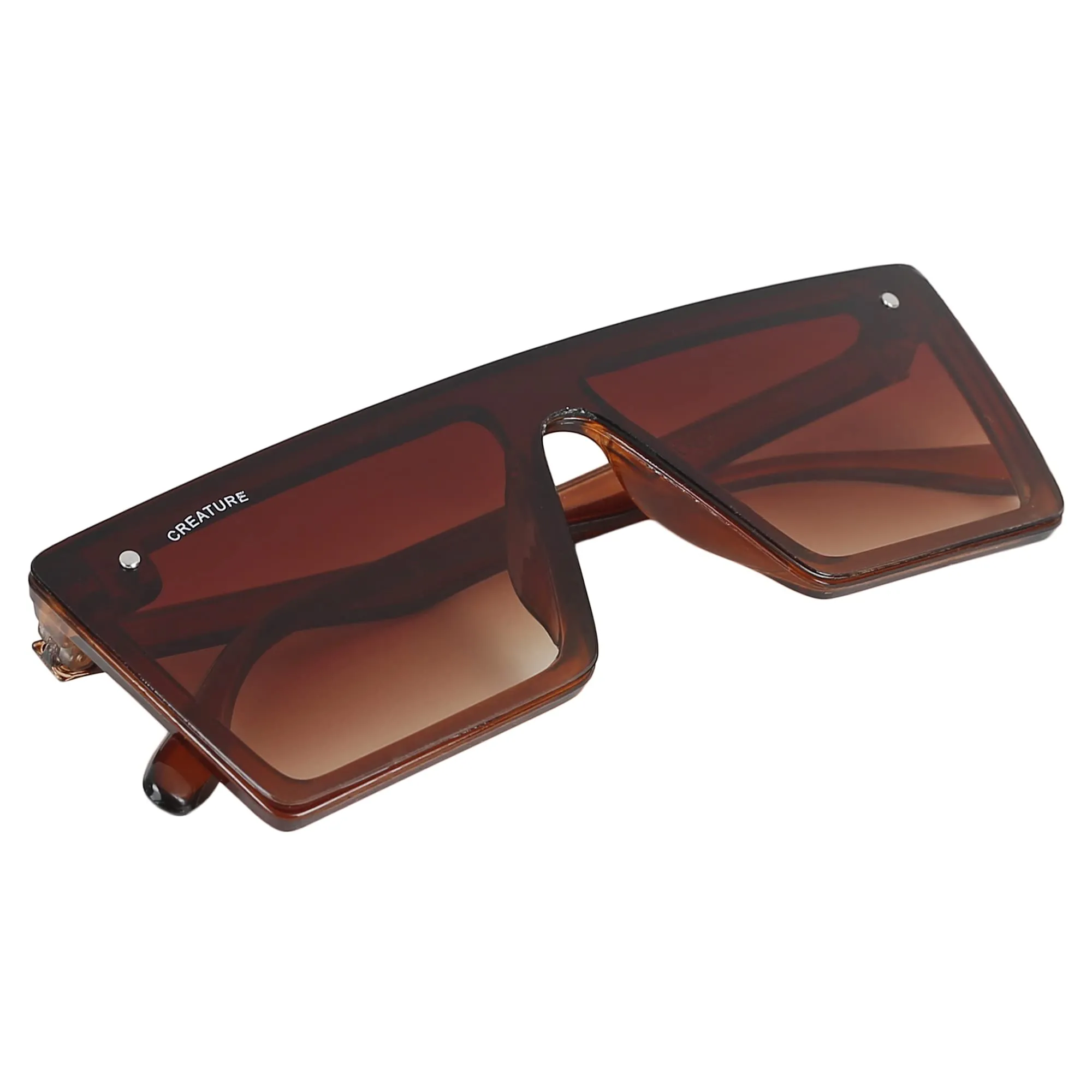 CREATURE UV PROTECTIVE Rectangular Unisex Sunglasses||(Color-Brown)||