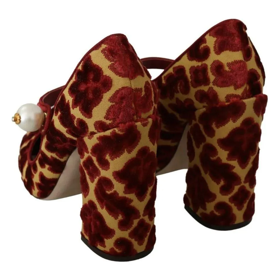 Luxurious Dolce & Gabbana Red Floral Brocade Mary Jane Pumps - Elegant Heels for Chic Style