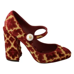 Luxurious Dolce & Gabbana Red Floral Brocade Mary Jane Pumps - Elegant Heels for Chic Style