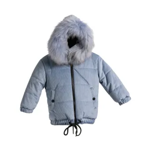 Cozy Corduroy Bomber Jacket with Faux Fur Trim by Flintstone Down