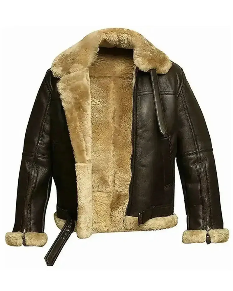 Fur Aviator Flying Pilot Bomber Jacket | Classic & Cozy Rfx Leather