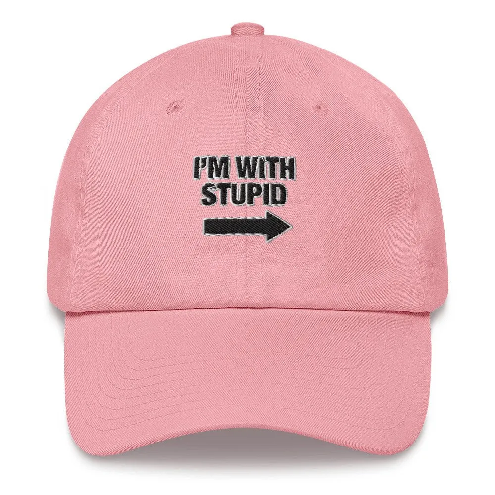 I'm with stupid gag gift cotton twill hat cap adjustable low profile low profile curved visor bill