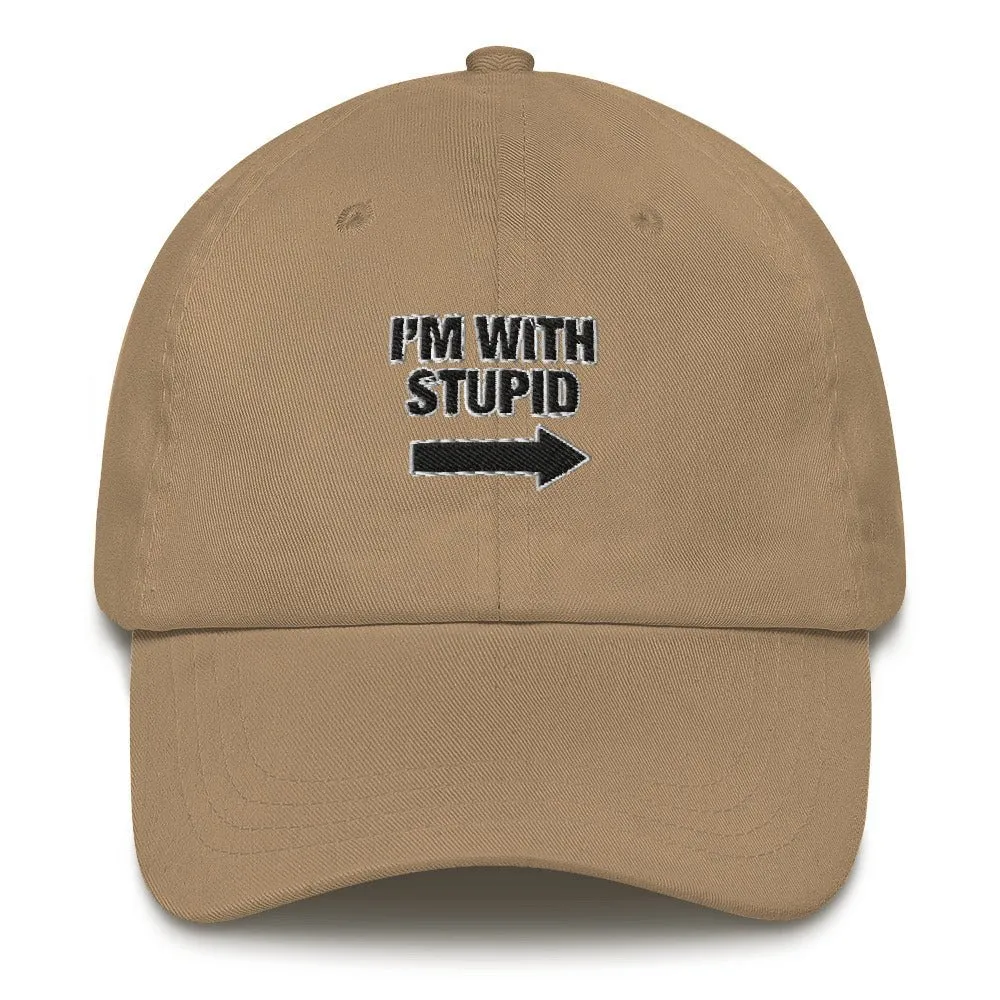 I'm with stupid gag gift cotton twill hat cap adjustable low profile low profile curved visor bill