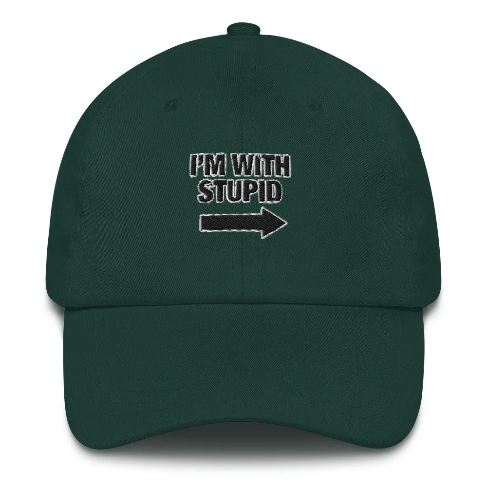 I'm with stupid gag gift cotton twill hat cap adjustable low profile low profile curved visor bill