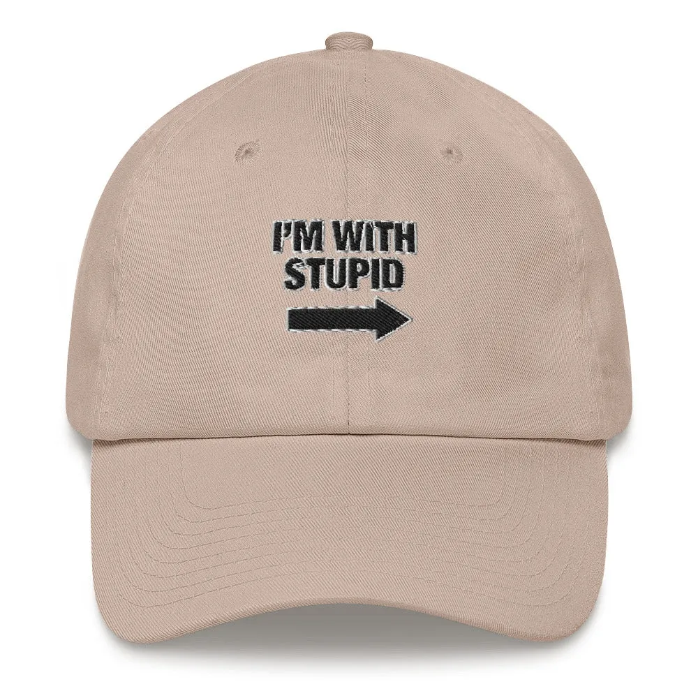 I'm with stupid gag gift cotton twill hat cap adjustable low profile low profile curved visor bill