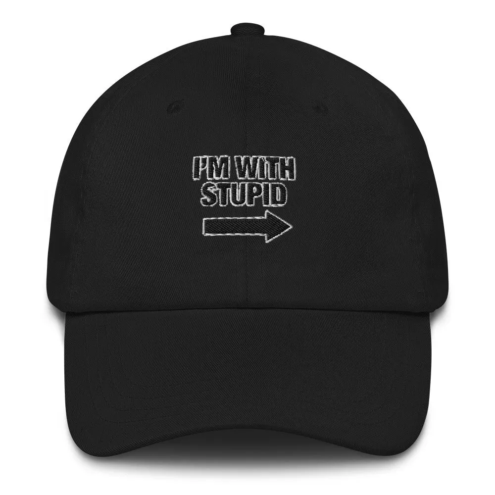 I'm with stupid gag gift cotton twill hat cap adjustable low profile low profile curved visor bill
