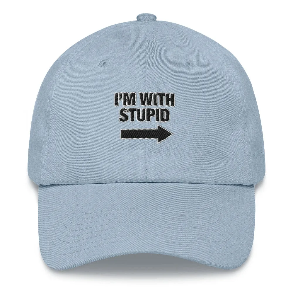 I'm with stupid gag gift cotton twill hat cap adjustable low profile low profile curved visor bill