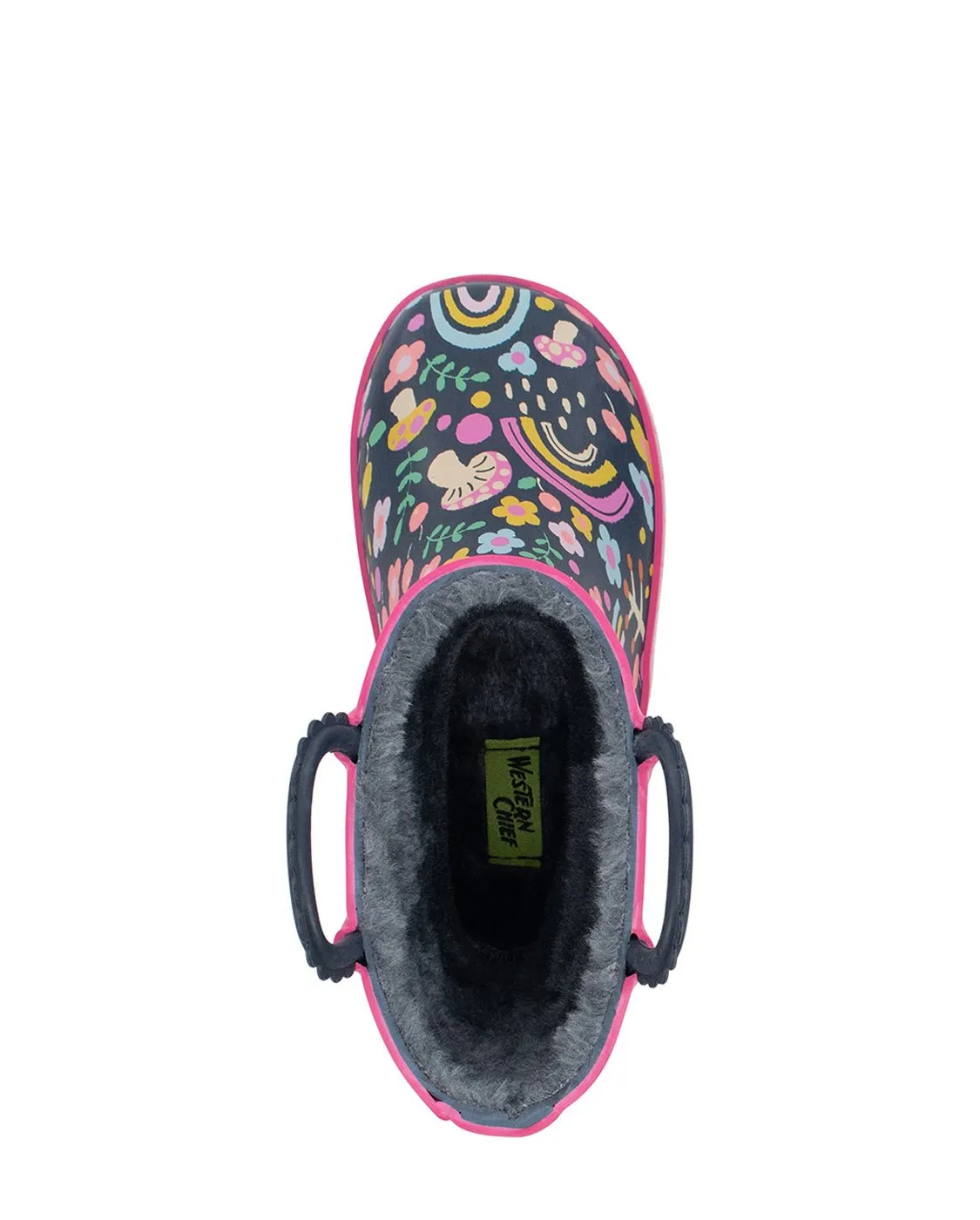 Kids Fantasy Forest Faux Fur Rain Boot - Navy