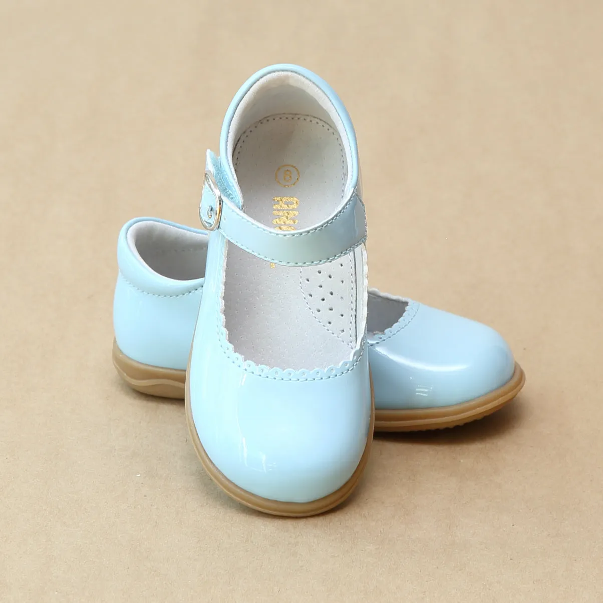 L'Amour Girls Chloe Scalloped Patent Mary Jane