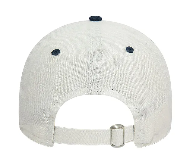 New Era Linen Script White and Dark Blue 9TWENTY Adjustable Cap White