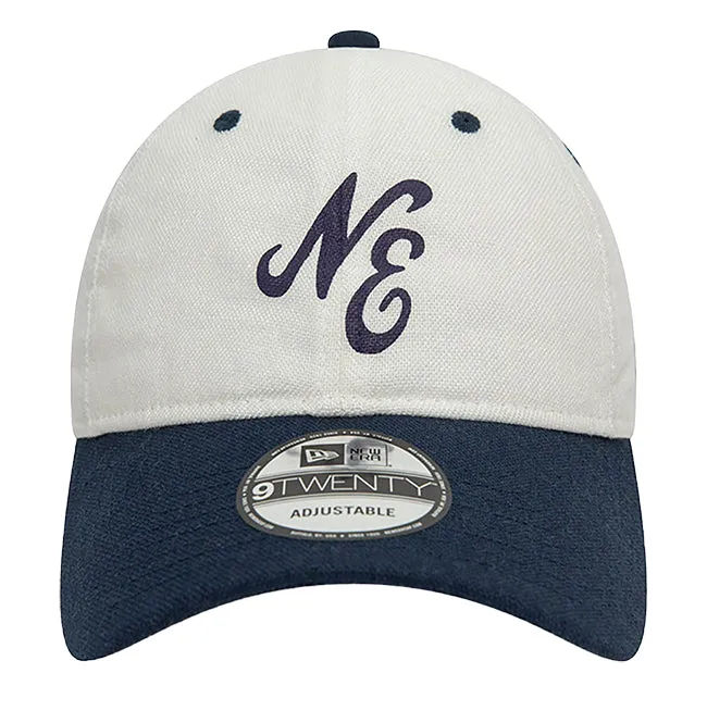 New Era Linen Script White and Dark Blue 9TWENTY Adjustable Cap White