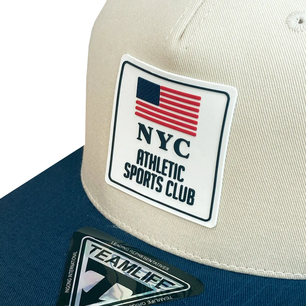 NYC Rubber Patch Snapback Hat Flat Brim Two Tone Hiphop Adjustable Baseball Cap TR21523