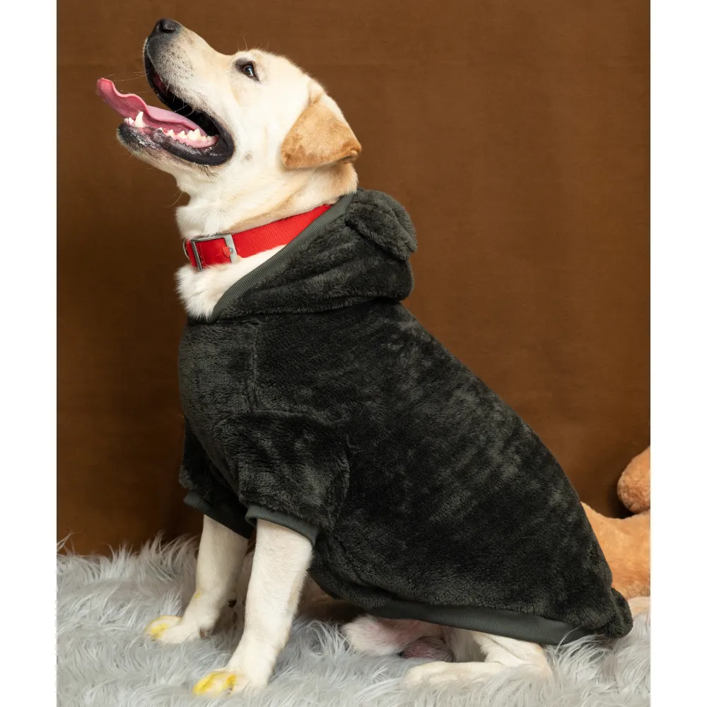 Petsnugs Fluffy Sweatshirt for Dogs and Cats (Olive Green)
