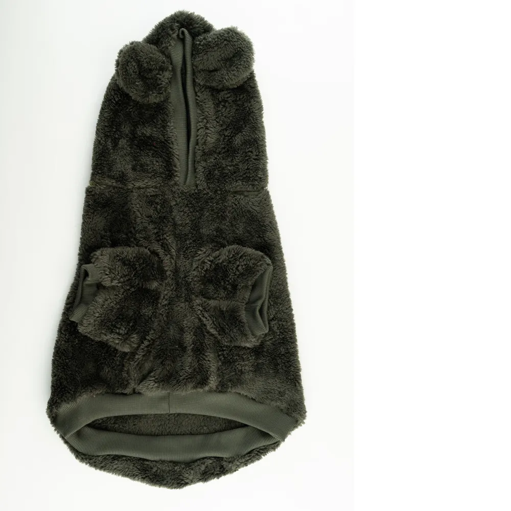 Petsnugs Fluffy Sweatshirt for Dogs and Cats (Olive Green)