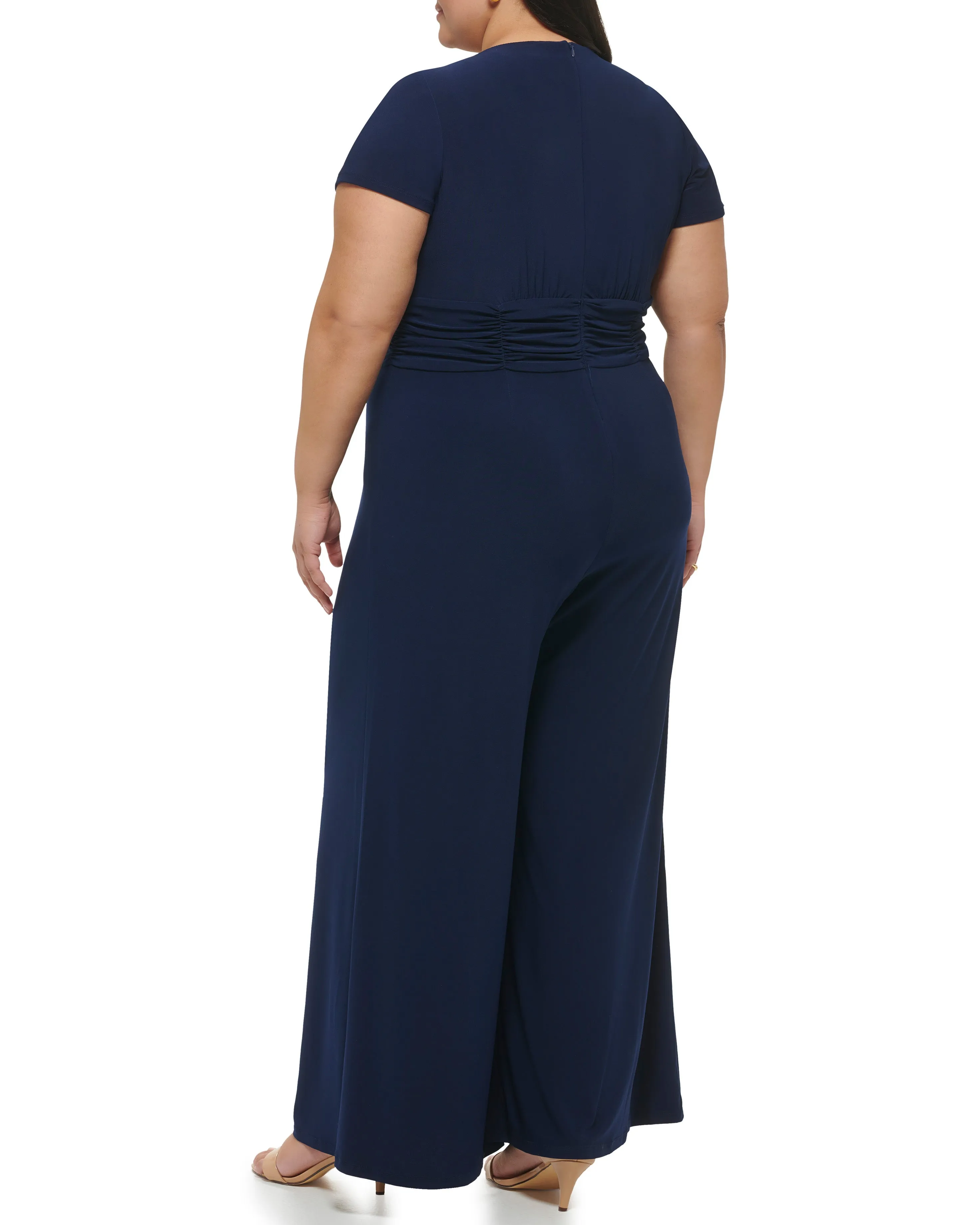 Plus-Size Twist-Front Flared-Leg Jumpsuit