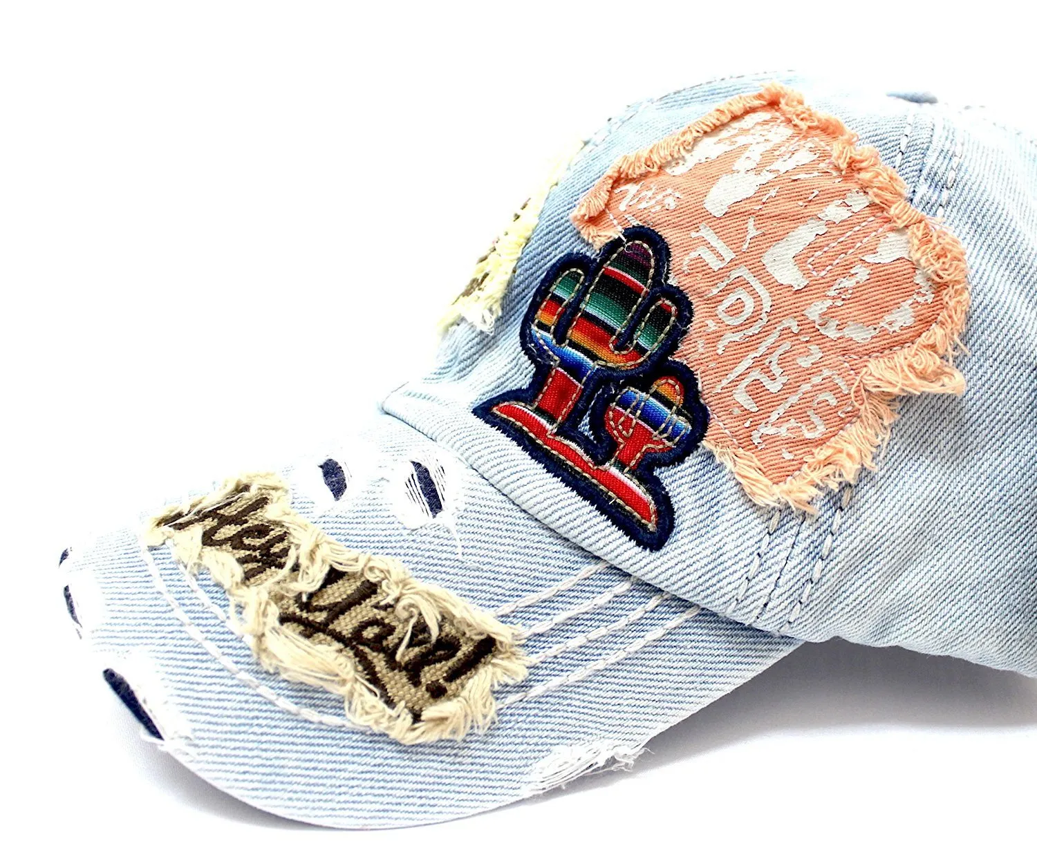 "Y'ALL, HAPPY CAMPER, WILD FREE" Multi-Patch Embroidered Adjustable Cap