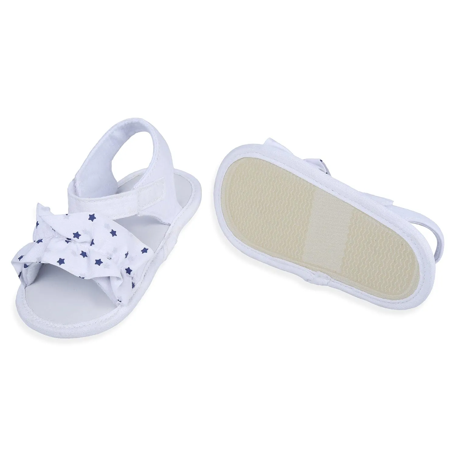 Ruffle Star Premium Girls Anti-Slip Sandal Booties - White