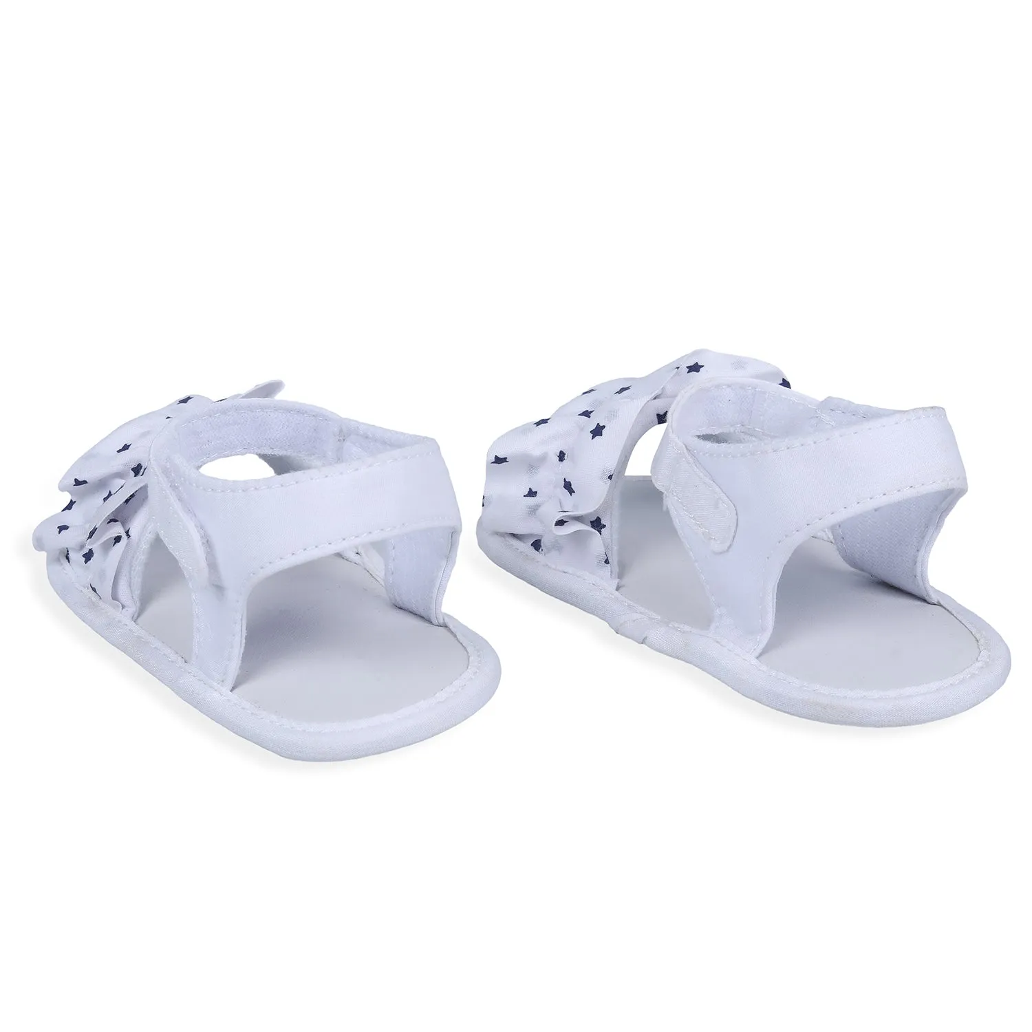 Ruffle Star Premium Girls Anti-Slip Sandal Booties - White