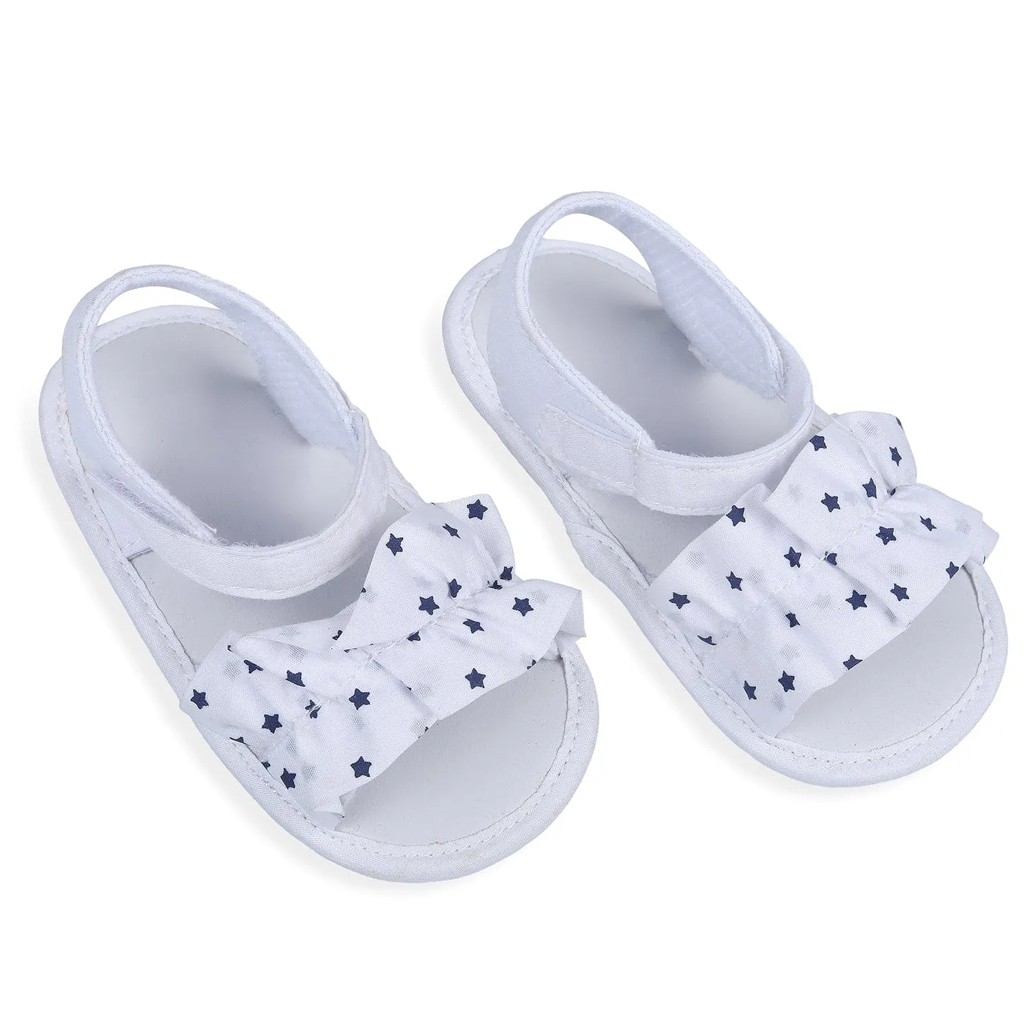 Ruffle Star Premium Girls Anti-Slip Sandal Booties - White