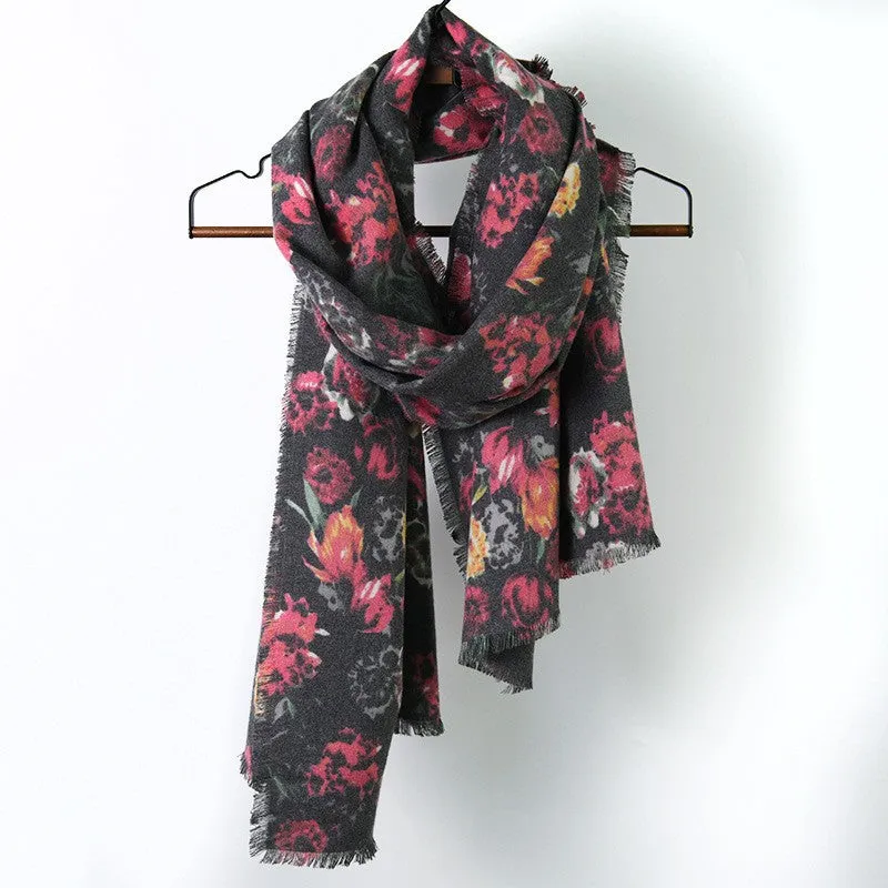 Scarf printed in winter cashmere warm scarf shawl colorful edge fashion