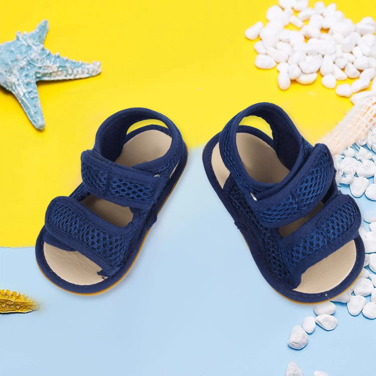 Solid Hookloop Comfortable Anti-skid Floater Sandals - Navy Blue