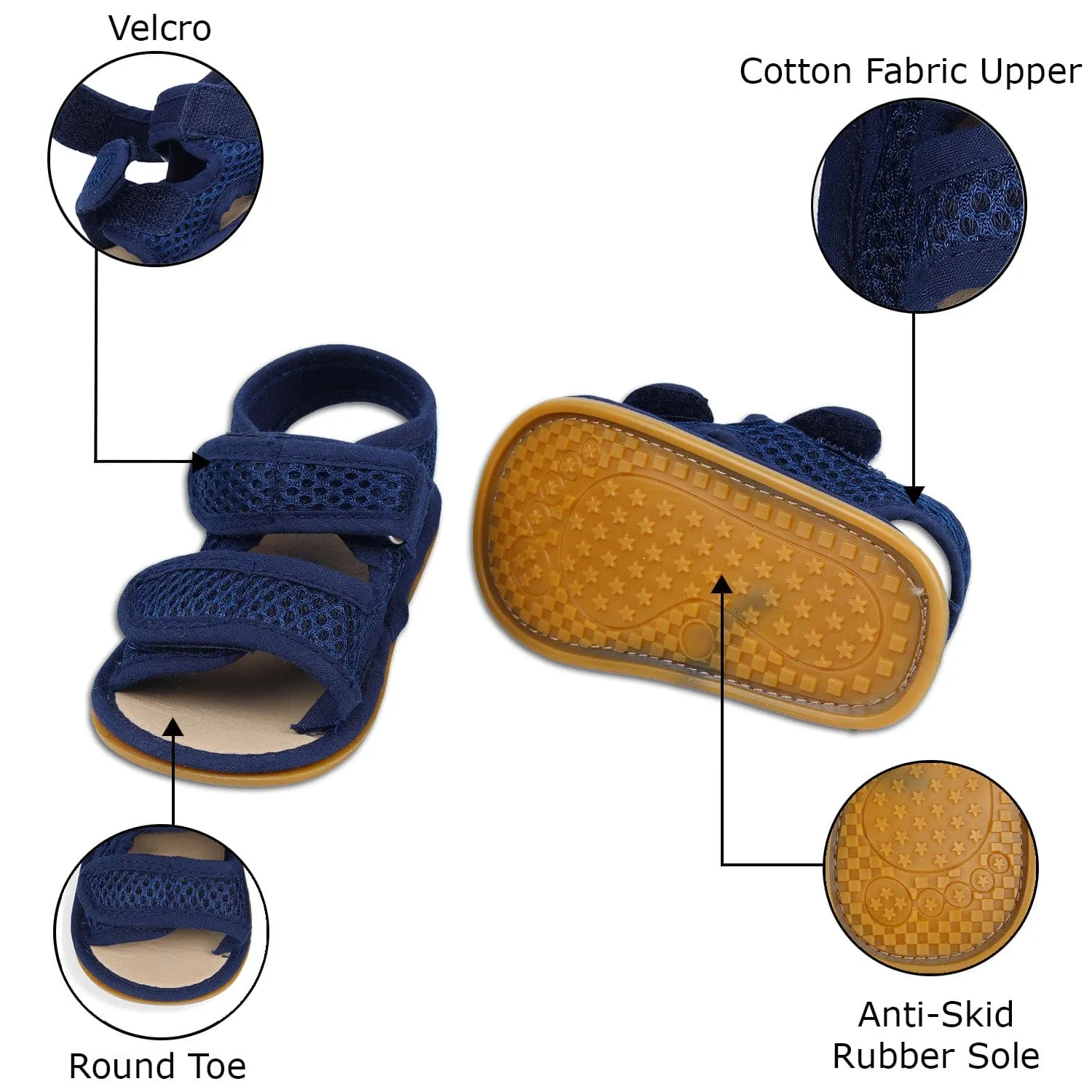 Solid Hookloop Comfortable Anti-skid Floater Sandals - Navy Blue