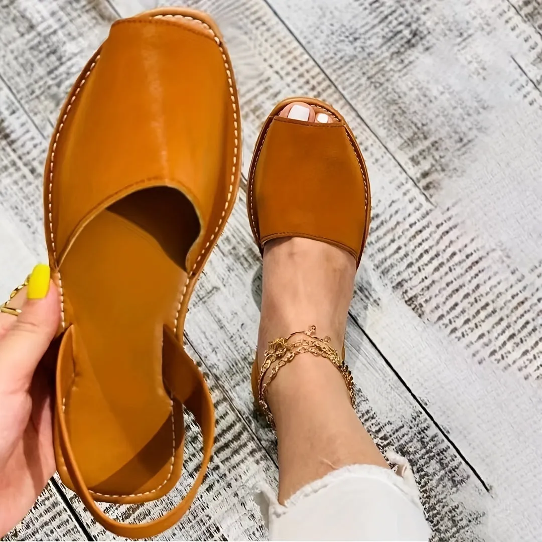 Summer Essentials: Chic Non-slip Women's Flat Sandals - Easy Slip-On, Peep Toe, Strappy Back in Solid Colors