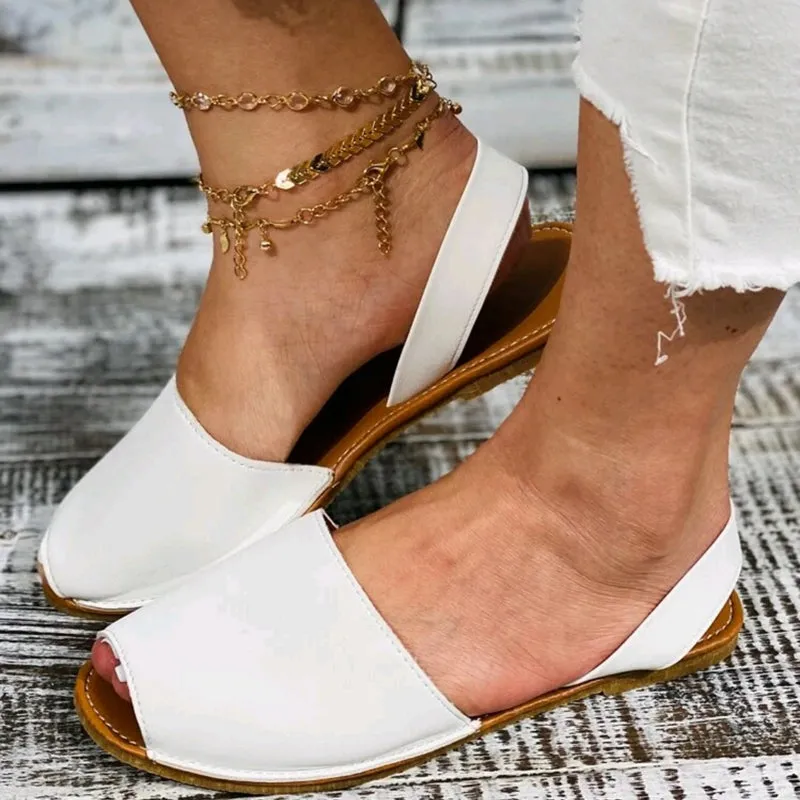 Summer Essentials: Chic Non-slip Women's Flat Sandals - Easy Slip-On, Peep Toe, Strappy Back in Solid Colors