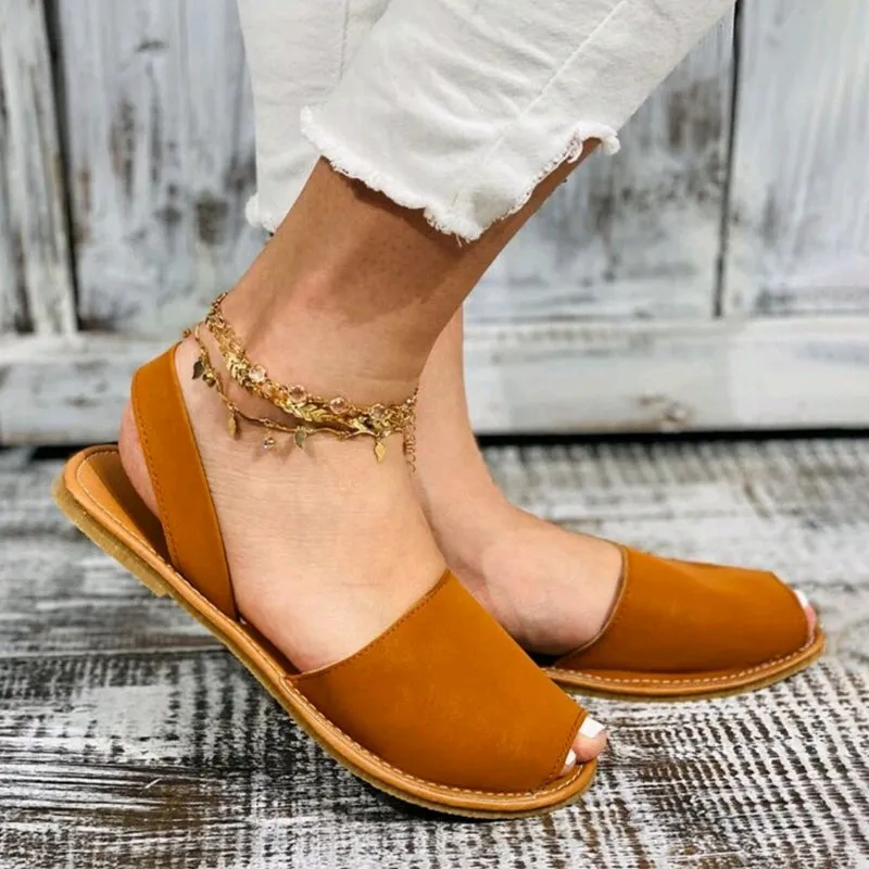 Summer Essentials: Chic Non-slip Women's Flat Sandals - Easy Slip-On, Peep Toe, Strappy Back in Solid Colors