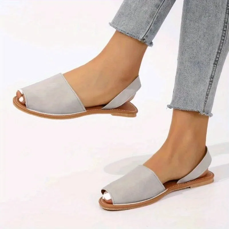 Summer Essentials: Chic Non-slip Women's Flat Sandals - Easy Slip-On, Peep Toe, Strappy Back in Solid Colors