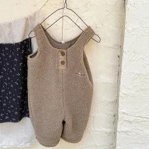Thick Sherpa-Lined Solid Overalls for Kids