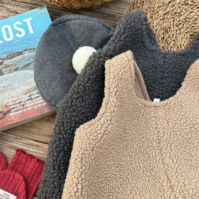 Thick Sherpa-Lined Solid Overalls for Kids
