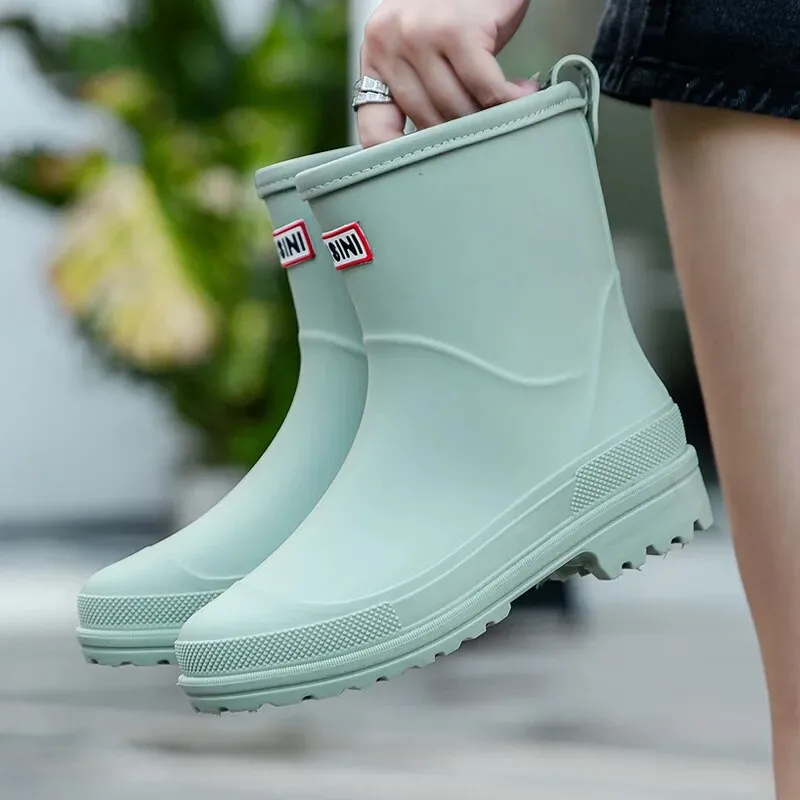 Woman Rain Waterproof Ankle Rubber Boots Female Comfort Work Garden Galoshes Rain Shoes - WRB50126