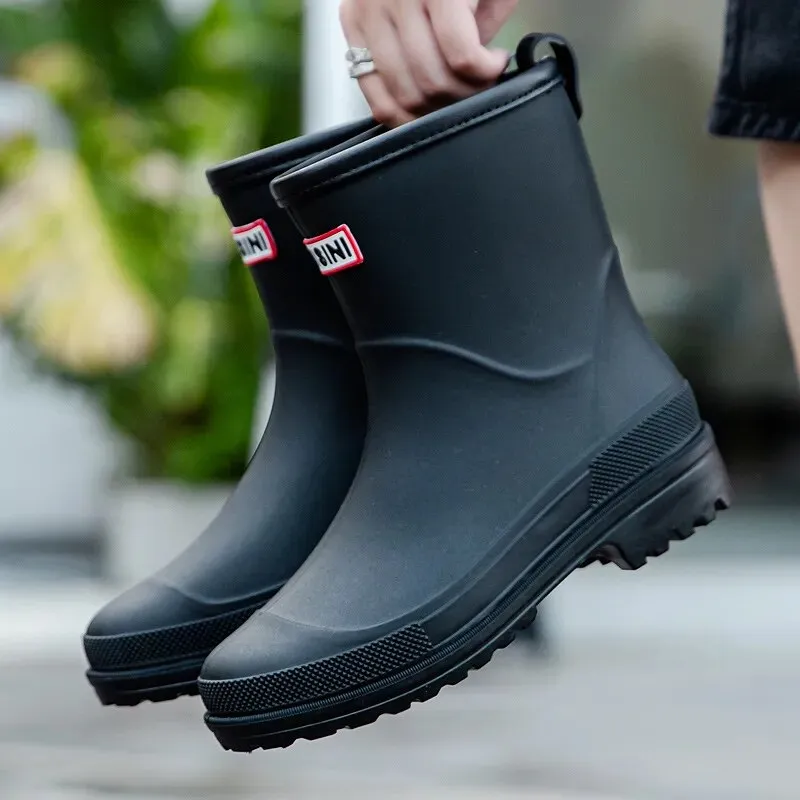 Woman Rain Waterproof Ankle Rubber Boots Female Comfort Work Garden Galoshes Rain Shoes - WRB50126