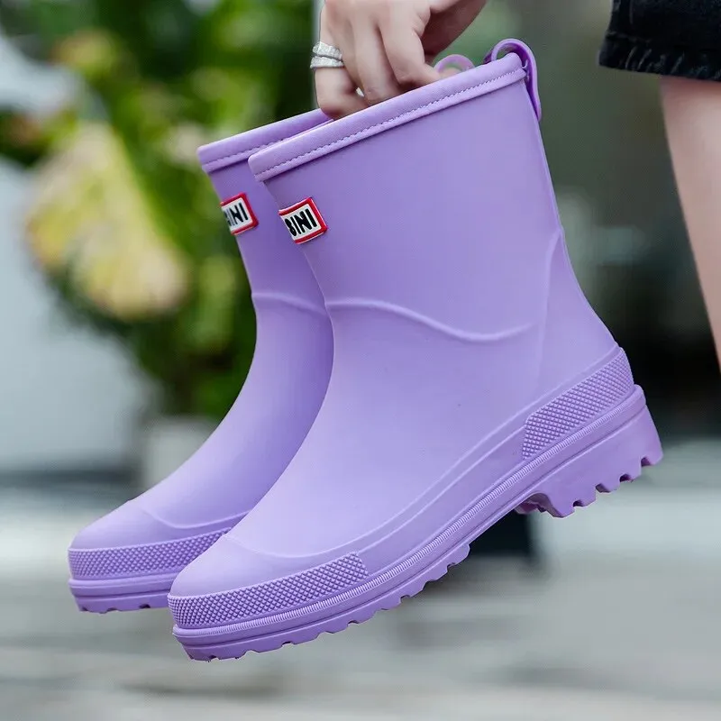 Woman Rain Waterproof Ankle Rubber Boots Female Comfort Work Garden Galoshes Rain Shoes - WRB50126