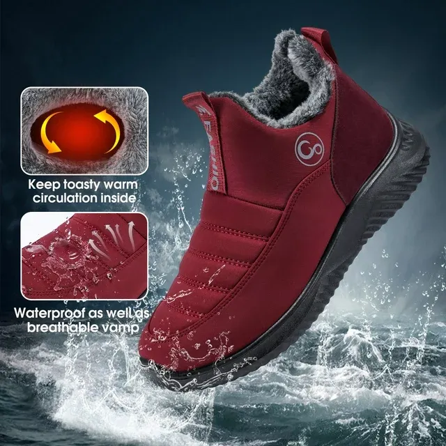 Women Winter Warm Faux Waterproof Slip On Comfort Snow Boots